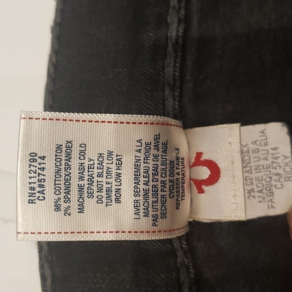 True Religion Jeans Mens World Tour Rickey Super t Black Red Label USA 40 - Picture 9 of 16